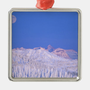 Full moon rising above Glacier National Park Metal Ornament
