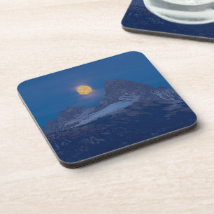 Full Moon Rising Grand Teton Driggs, Idaho Coaster