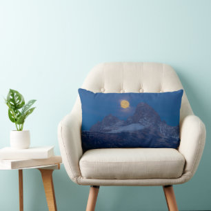 Full Moon Rising Grand Teton Driggs, Idaho Lumbar Cushion