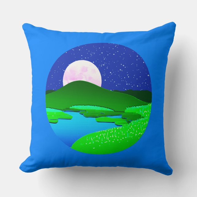 Full Moon Rising Over Green Hills   Cushion (Front)
