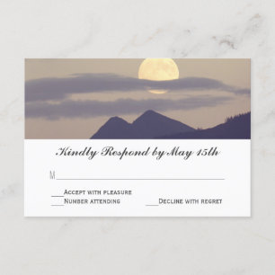 Full Moon Rising Over Mountains Wedding RSVP Cards