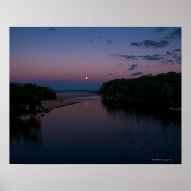 Full Moon rising over  Wattamolla Beach in the Poster (Front)
