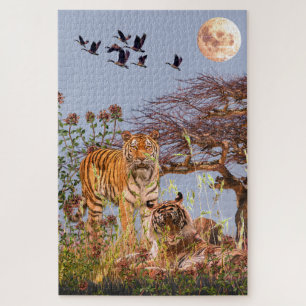 Full Moon Romance - 1,04 Piece Tigers Jigsaw Puzzle
