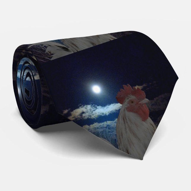 Full Moon Rooster, Neck Tie (Rolled)