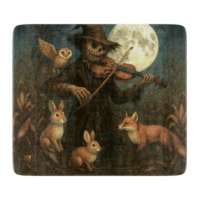 Full Moon Scarecrow Serenade Cutting Board (Front)