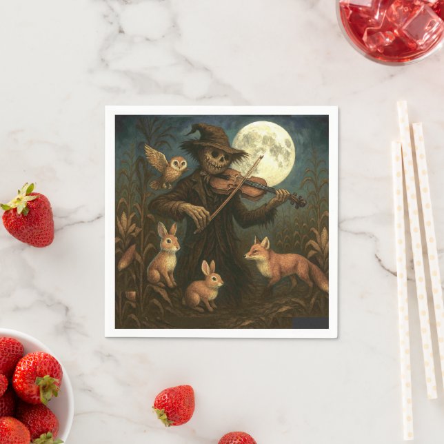 Full Moon Scarecrow Serenade Napkin (Insitu)