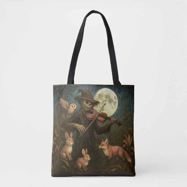 Full Moon Scarecrow Serenade Tote Bag (Front)