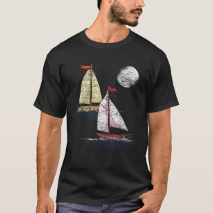 Full Moon Sea Sailboat Sail Ocean Nautical Sailor  T-Shirt