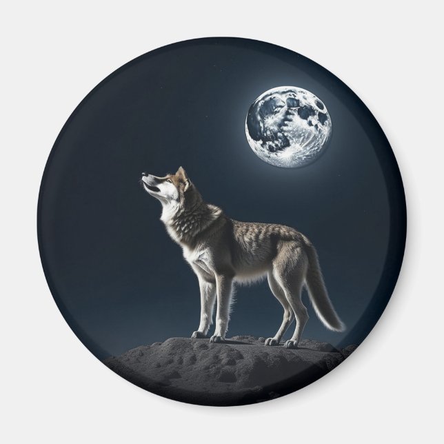 Full Moon Shining on the Wolf Magnet (Front)