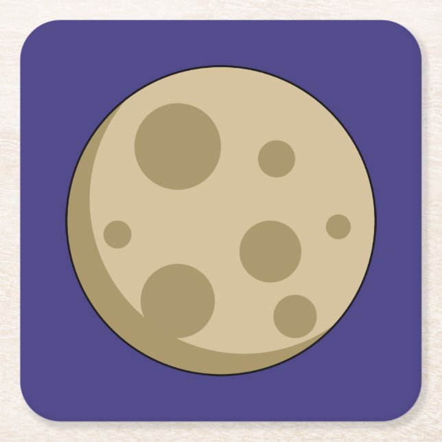 Full Moon Square Paper Coaster (Front)