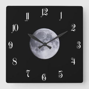 Full moon square wall clock