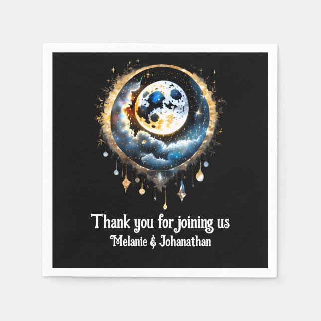 Full moon starry night luna celestial elegant napkin (Front)