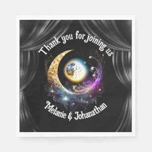 Full moon starry night sky celestial drapes napkin