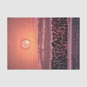 Full Moon Stars Orange Purple Sunset Beach Art Tissue Paper