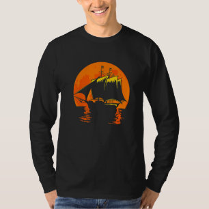 Full Moon Sunset Captain Anchor Sunrise Sailing Bo T-Shirt