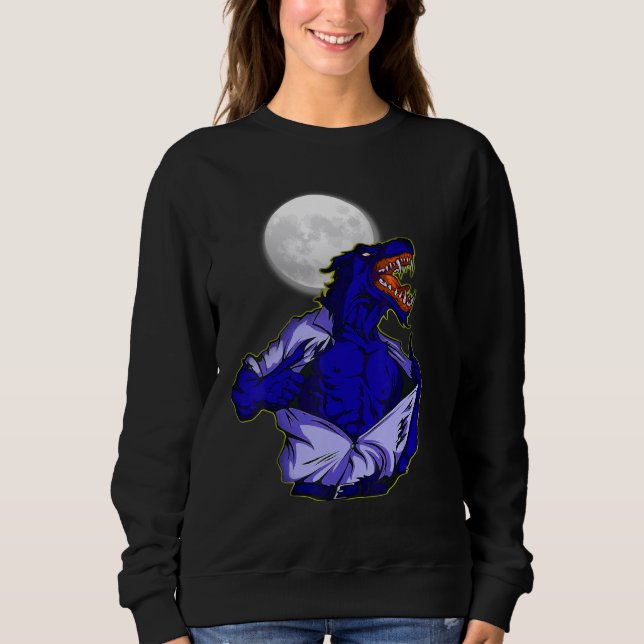 Full moon transforms wild wolf scary jungle world sweatshirt (Front)