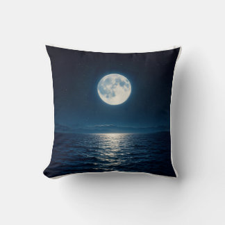 Full Moon Water Reflection Moonlight Abstract Thro Cushion
