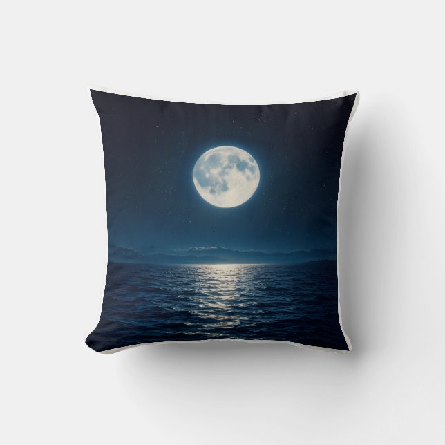 Full Moon Water Reflection Moonlight Abstract Thro Cushion (Front)