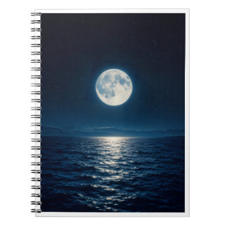 Full Moon Water Reflection Moonlight Abstract Thro Notebook