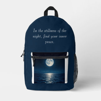 Full Moon Water Reflection Moonlight Abstract Thro Printed Backpack