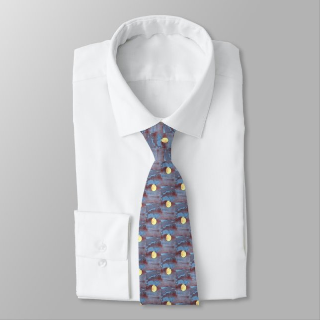Full Moon Watercolor Tie (Tied)