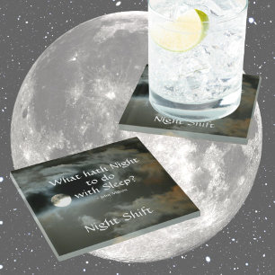 Full Moon What Hath Night to do with Sleep Quote Glass Coaster