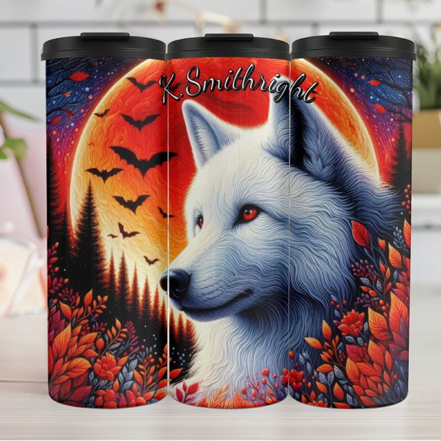 Full Moon White Wolf Thermal Tumbler (Creator Uploaded)