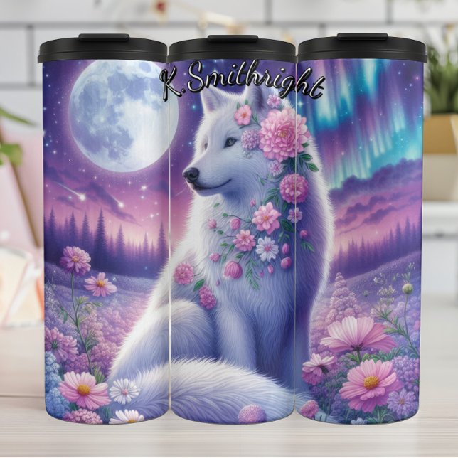 Full Moon White Wolf Thermal Tumbler (Creator Uploaded)