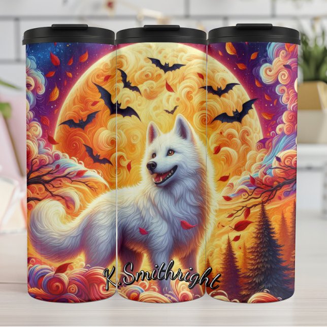 Full Moon White Wolf Thermal Tumbler (Creator Uploaded)