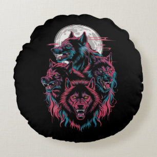 Full Moon Wild Animal Round Cushion