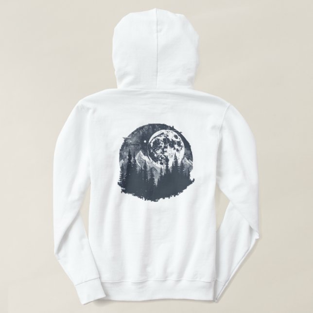 Full Moon Wilderness Forest Hoodie (Design Back)