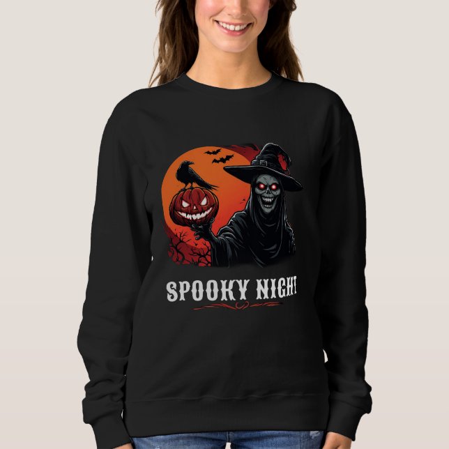 Full Moon Witch With Crow And Pumpkin 🦅 Sweatshirt (Front)