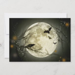 Full Moon with a Crow and Bats Invitation