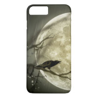 Full Moon with a Raven