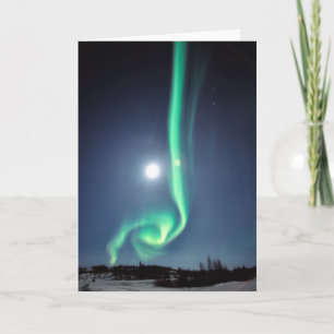 Full Moon With Aurora Yellowknife Canada Card