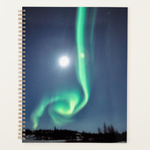 Full Moon With Aurora Yellowknife Canada Planner