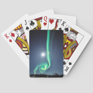 Full Moon With Aurora Yellowknife Canada Playing Cards