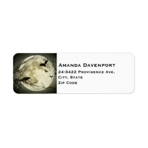 Full Moon with Bats and a Crow Return Address Label