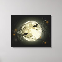 Full Moon with Bats and Raven.