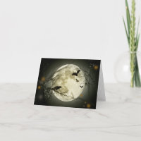 Full Moon with bats and Raven.