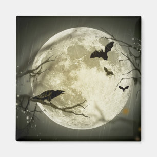 Full Moon with bats and Raven Magnet