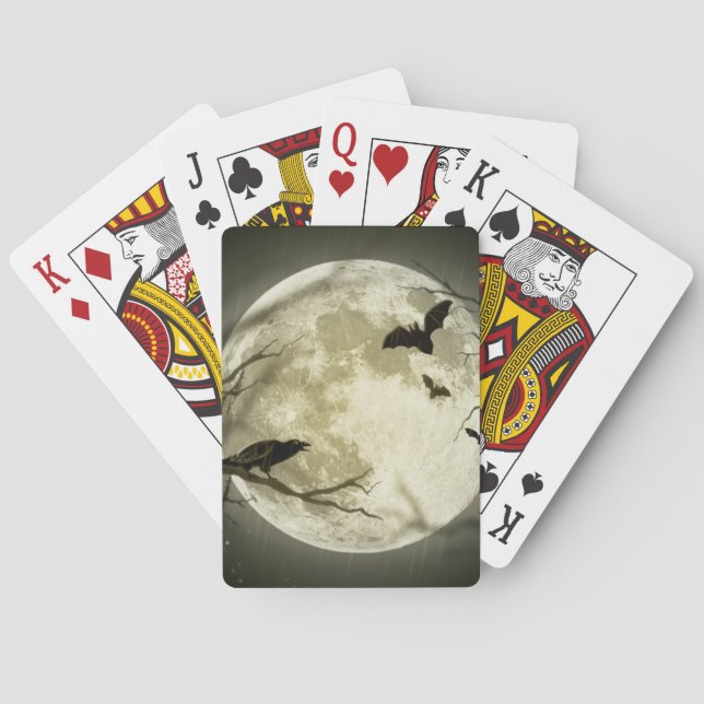 Full Moon with bats and Raven Playing Cards (Back)