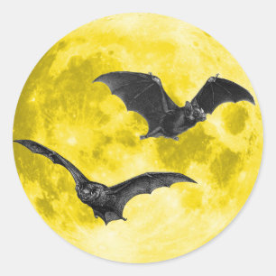 Full Moon with Bats [Envelope Seals/Stickers] Classic Round Sticker