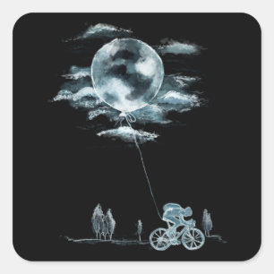 Full Moon With Bicycle National Moon Day Ideas T-S Square Sticker