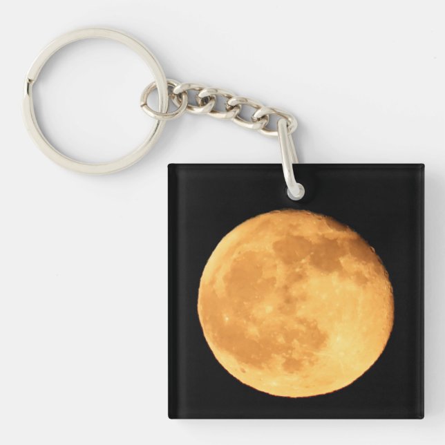 Full Moon with Orange Glow  Key Ring (Front)