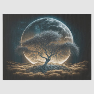 Full Moon with Tree of Root Decoupage Tissue Paper