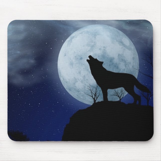 Full Moon Wolf Mouse Pad (Front)