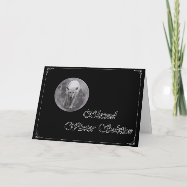 Full Moon Wolf Yule Card (Front)