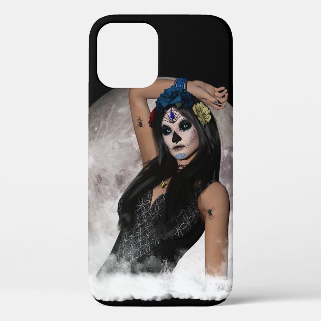 Full Moon's Sugar Skull Dark Mask & Blue Eyes Case-Mate iPhone Case (Back)