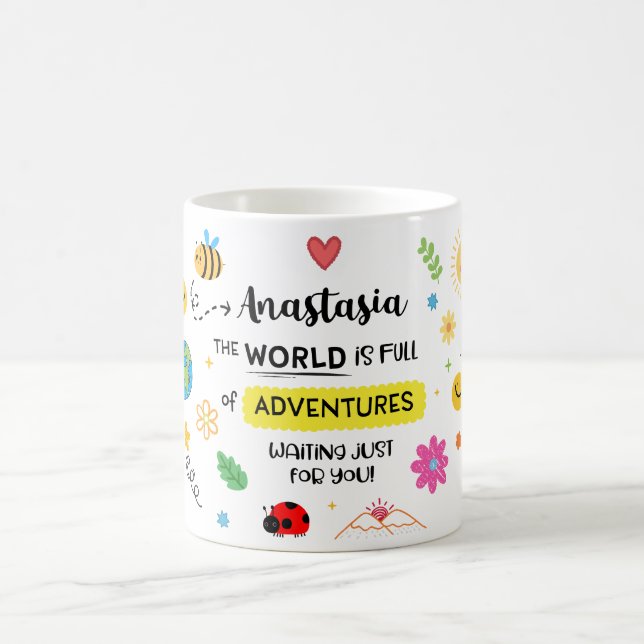 “Full of Adventures” Personalised Print Blank Coffee Mug (Center)